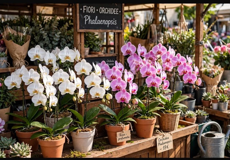 Orchidea Phalaenopsis in ceramica, 2 rami